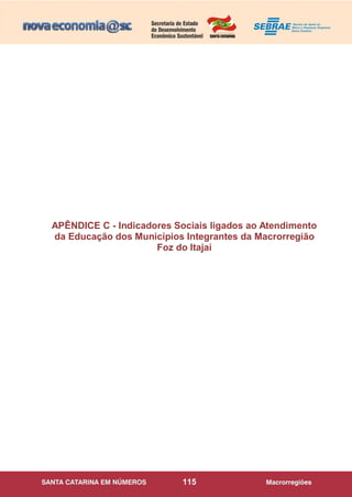 115
APÊNDICE C - Indicadores Sociais ligados ao Atendimento
da Educação dos Municípios Integrantes da Macrorregião
Foz do Itajaí
 