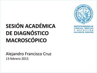 SESIÓN ACADÉMICA
DE DIAGNÓSTICO
MACROSCÓPICO
Alejandro Francisco Cruz
13 febrero 2015
 