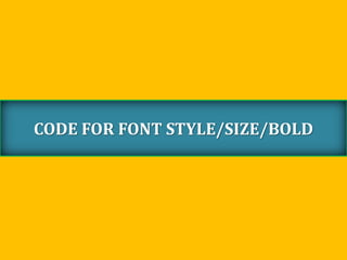 Macros code for Font, Style, Size, Bold | PPTX
