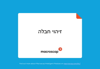 ‫חבלה‬ ‫זיהוי‬
find out more about Macroscop Intelligent Modules on macroscop.com/en/
 