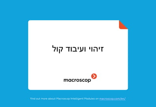 ‫קול‬ ‫ועיבוד‬ ‫זיהוי‬
find out more about Macroscop Intelligent Modules on macroscop.com/en/
 