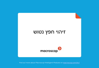 ‫נטוש‬ ‫חפץ‬ ‫זיהוי‬
find out more about Macroscop Intelligent Modules on macroscop.com/en/
 