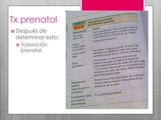 Tx prenatal
 Después de
determinar esto:
 Valoración
prenatal
 