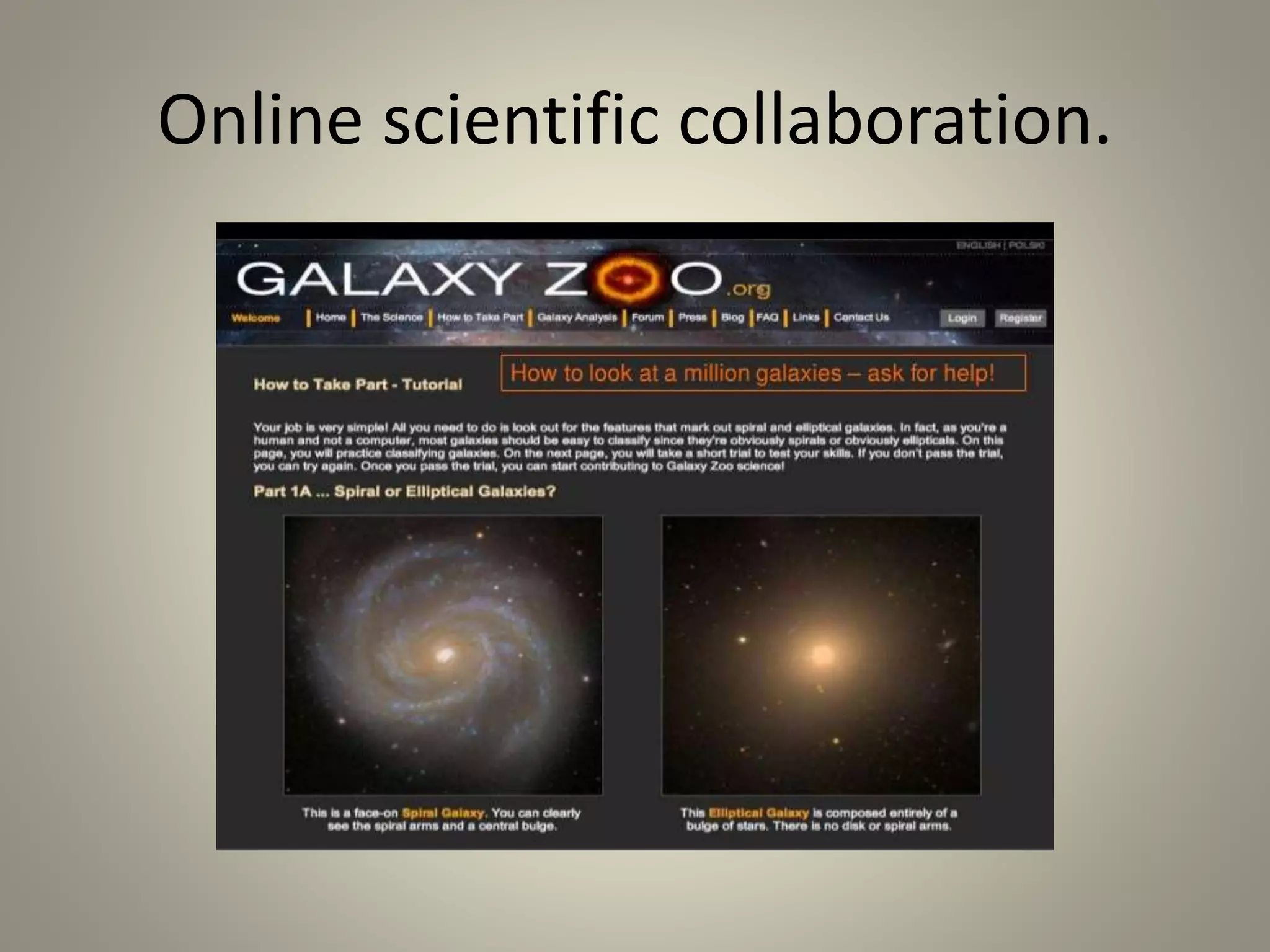 Online scientific collaboration. 
 