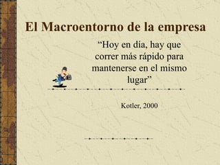 El Macroentorno de la empresa “ Hoy en día, hay que correr más rápido para mantenerse en el mismo lugar” Kotler, 2000 
