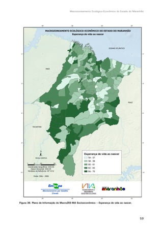 Macrozoneamento Ecológico-Econômico do Estado do Maranhão
59
Figura 36. Plano de Informação do MacroZEE-MA Socioeconômico – Esperança de vida ao nascer.
 