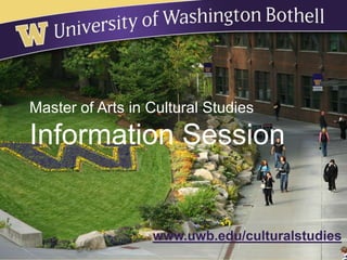 Master of Arts in Cultural Studies

Information Session


                  www.uwb.edu/culturalstudies
 