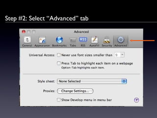 Step #2: Select “Advanced” tab 