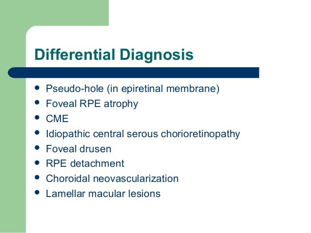 12 Differential Diagnosis Pseudo Hole In Epiretinal Membrane 12 Differential Diagnosis Pseudo Hole In Epiretinal Membrane