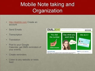 Mobile Podcasting Project:  Live Radio BroadcastsAdvanced Spanish Don Quixote Discussion Each week different students in charge of discussionhttp://talkshoe.com