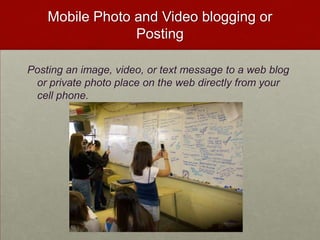 Mobile Note taking and OrganizationUsing your cell phone to create speech to text reminders, emails, twitters, scheduled items on web-based calendars, get translations, and more!
