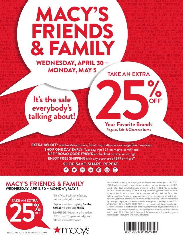 Macy&#39;s Friends & Family - 25% off Coupon