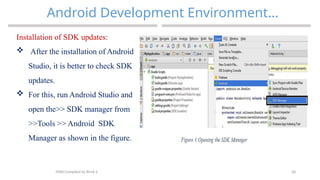 28
Android Development Environment…
MAD-Compiled by Biruk S.
Installation of SDK updates:
 After the installation of Android
Studio, it is better to check SDK
updates.
 For this, run Android Studio and
open the>> SDK manager from
>>Tools >> Android SDK
Manager as shown in the figure.
 