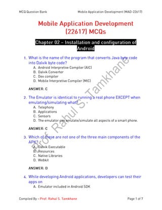 MAD   22617- MCQ Question Bank Unit-II