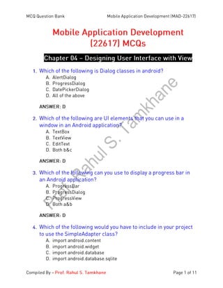 MAD   22617- MCQ Question Bank Unit-IV