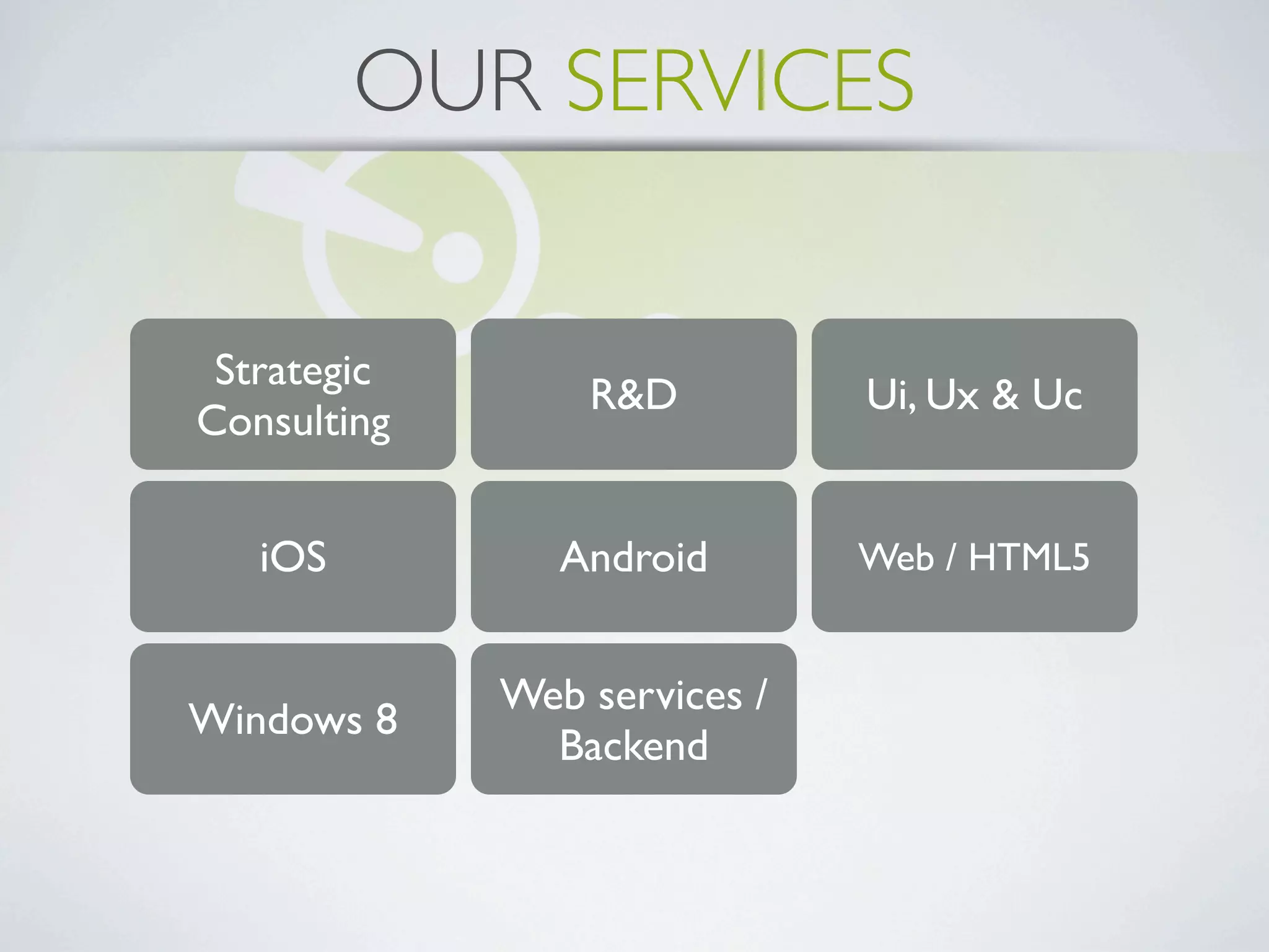 OUR SERVICES


 Strategic
             RD
Consulting
 