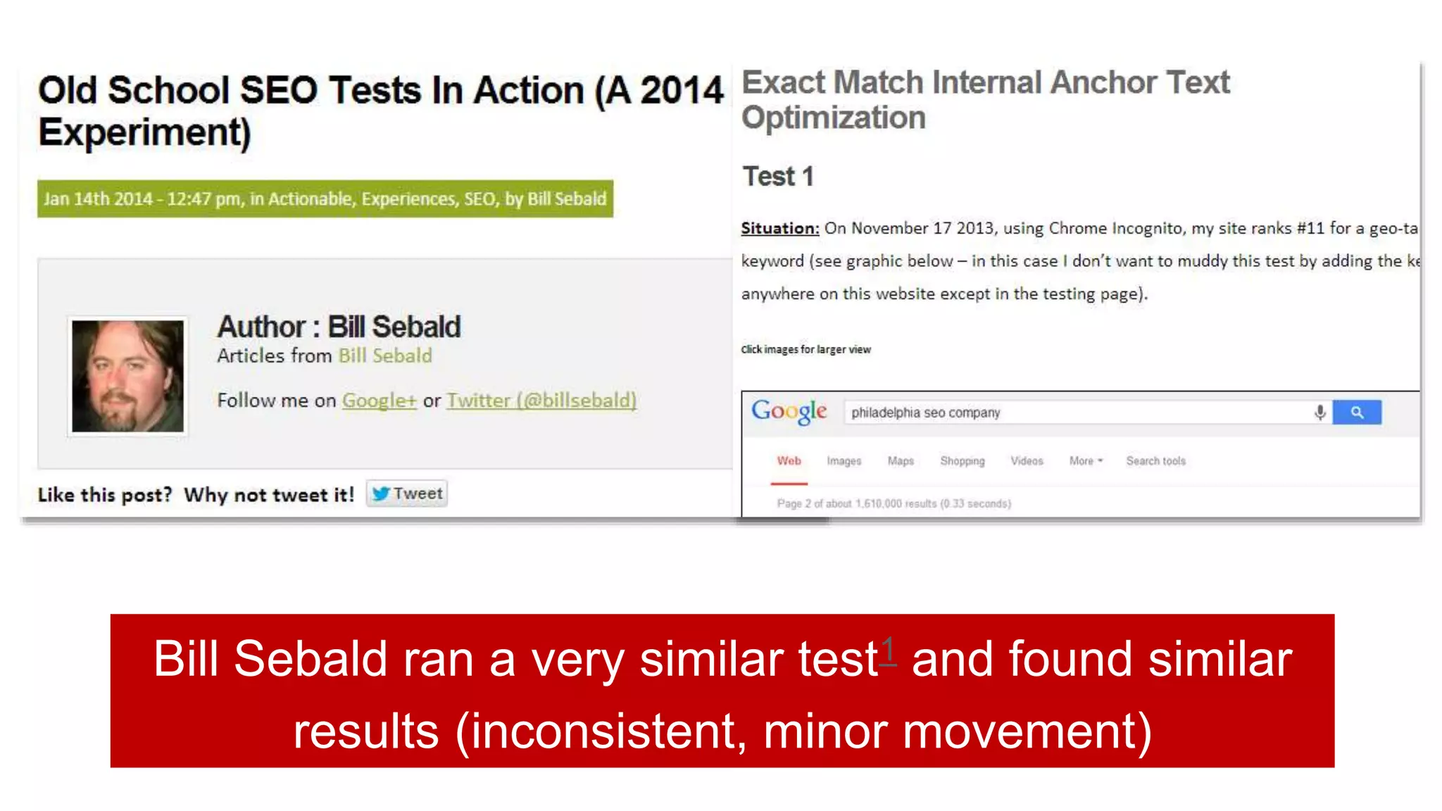 Bill Sebald ran a very similar test1 and found similar
results (inconsistent, minor movement)
 