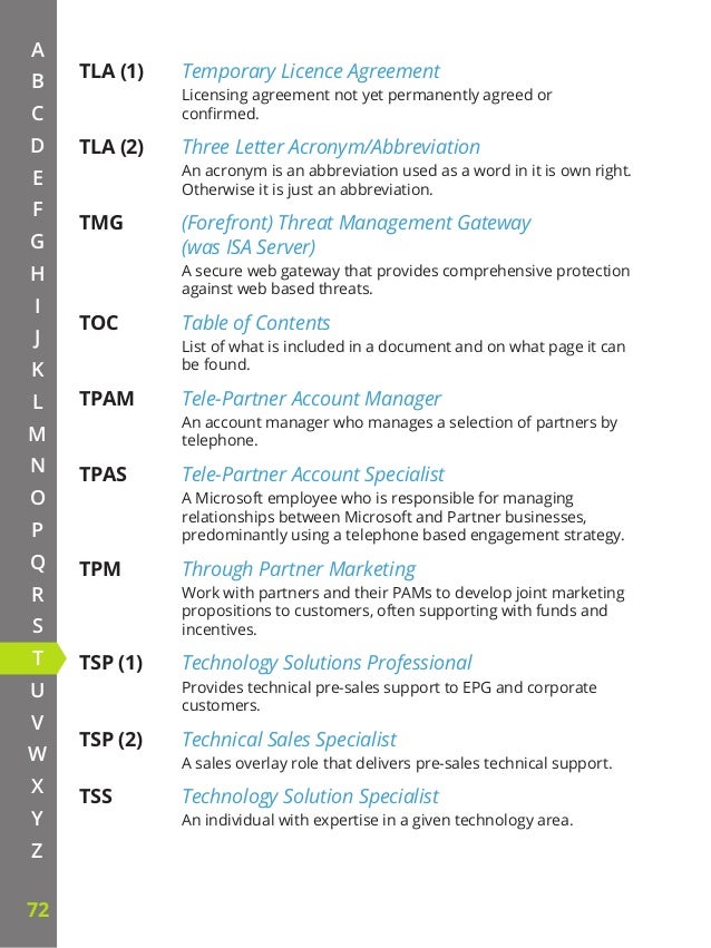 microsoft abbreviations dictionary three letter acronyms