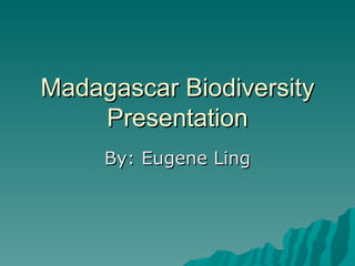 Madagascar Biodiversity Presentation By: Eugene Ling 