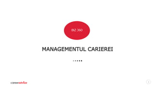 11
MANAGEMENTUL CARIEREI
BIZ 360
 