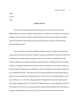 Реферат: Awakening And Madame Bovary Essay Research Paper