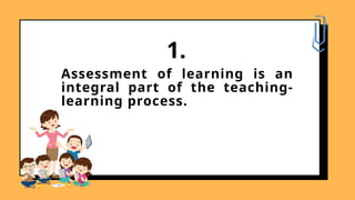 Assessment of learning is an
integral part of the teaching-
learning process.
1.
 