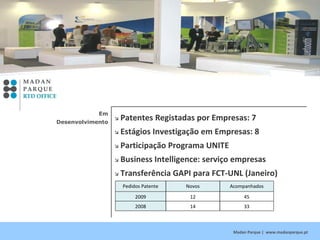 Madan Parque |  www.madanparque.pt   Empregabilidade  Apoio Empreendedorismo Projectos Inovadores Suporte a Iniciativa Empresarial Criação de Riqueza Local Renovação Território EXTERNALIDADES  AUTARQUIAS 