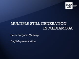 MULTIPLE STILL GENERATION IN MEDIAMOSA Peter Forgacs, Madcap English presentation 