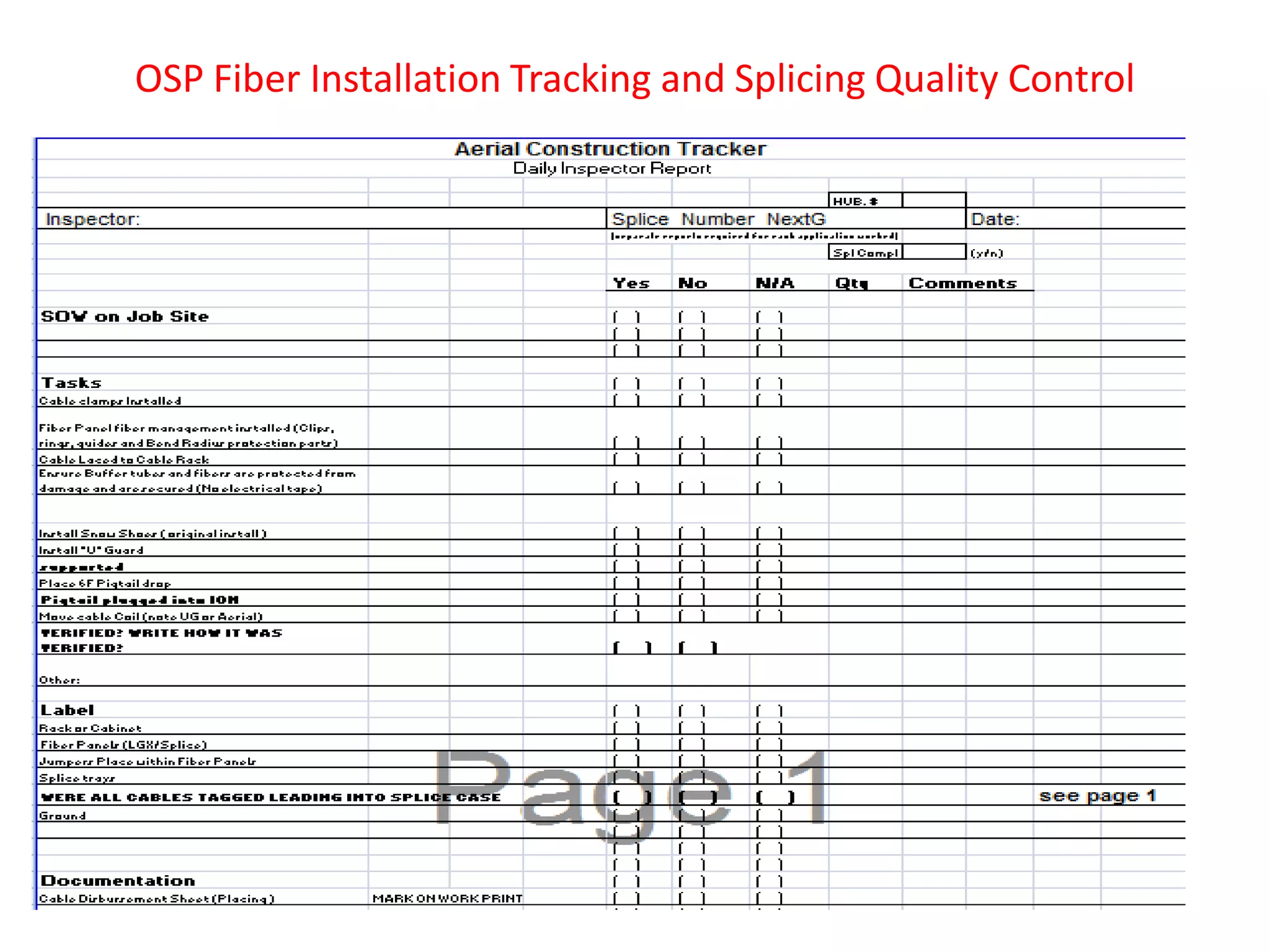 OSP Fiber Installation Tracking and Splicing Quality Control
 