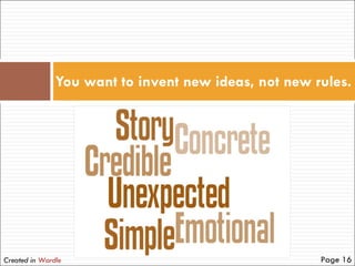 You want to invent new ideas, not new rules. Created in  Wordle Page 16 