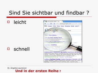 Sind Sie sichtbar und findbar ? leicht schnell Und in der ersten Reihe  ? 