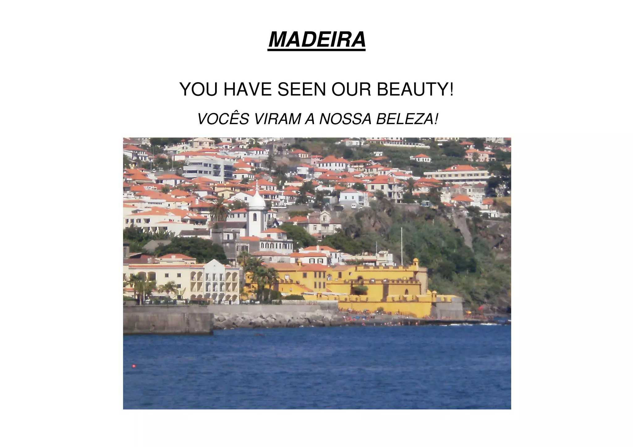 MADEIRA
YOU HAVE SEEN OUR BEAUTY!
VOCÊS VIRAM A NOSSA BELEZA!
