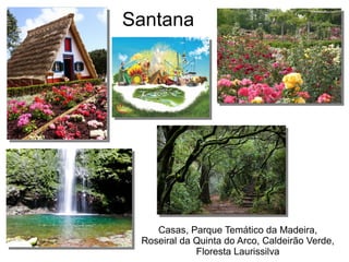 Santana
Casas, Parque Temático da Madeira,
Roseiral da Quinta do Arco, Caldeirão Verde,
Floresta Laurissilva
 