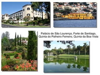 Palácio de São Lourenço, Forte de Santiago,
Quinta do Palheiro Ferreiro, Quinta da Boa Vista
 