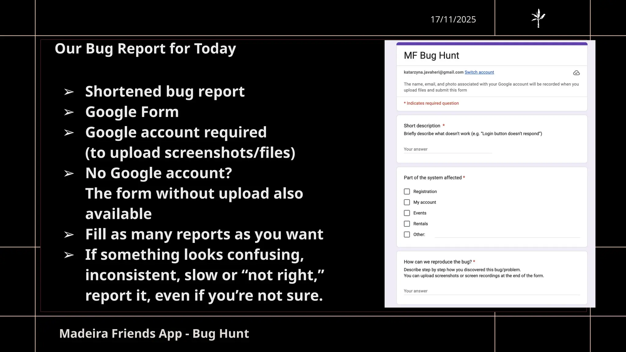 Madeira Friends App Bug Hunt Event 2025 in Funchal | PPTX
