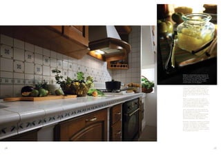 Raffinati e resistentissimi il piano di lavoro con
     bordo arrotondato e lo schienale, realizzati con
     piastrelle in Grès porcellanato Mais. Le piastrel-
     le sono lavorate e decorate ; il loro disegno
     richiama motivi floreali impressi su cornici e
     muri di antiche case di campagna.


     The work-top with rounded edge and the wall
     cladding, both in Maize colour vitrified sto-
     neware tiles, combine impressive strength with
     exquisite sophistication. The tiles are figured
     and decorated; their pattern recalls the floral
     motifs on the cornices and walls of old country
     houses.

     Raffinés et résistants, le plan de travail avec
     chant arrondi et le dosseret sont réalisés avec
     des carreaux en grès cérame Maïs. Les carreaux
     sont travaillés et décorés; leur dessin rappelle les
     motifs floraux imprimés sur les corniches et les
     murs des vieilles maisons de campagne.

     Schön und trotzdem sehr robust sind die für
     die Arbeitsplatte mit abgerundeter Kante und
     das Wandpaneel verwendeten
     Feinsteinzeugfliesen in freundlichem Maisgelb.
     Der Dekor der handwerklich gearbeiteten
     Fliesen erinnert an die Blumenmotive an den
     Wänden und Rahmen alter Landhäuser.

     Refinados y sumamente resistentes, la encimera
     con bordes redondeados y el respaldo de pared
     realizados con azulejos de gres porcelánico
     color Maíz. Estos últimos están trabajados y
     decorados con un dibujo que evoca los motivos
     floreales característicos de los marcos y paredes
     de las antiguas casas rurales.




26                                                          27
 