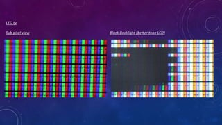 LED tv
Sub pixel view Black Backlight (better than LCD)
 