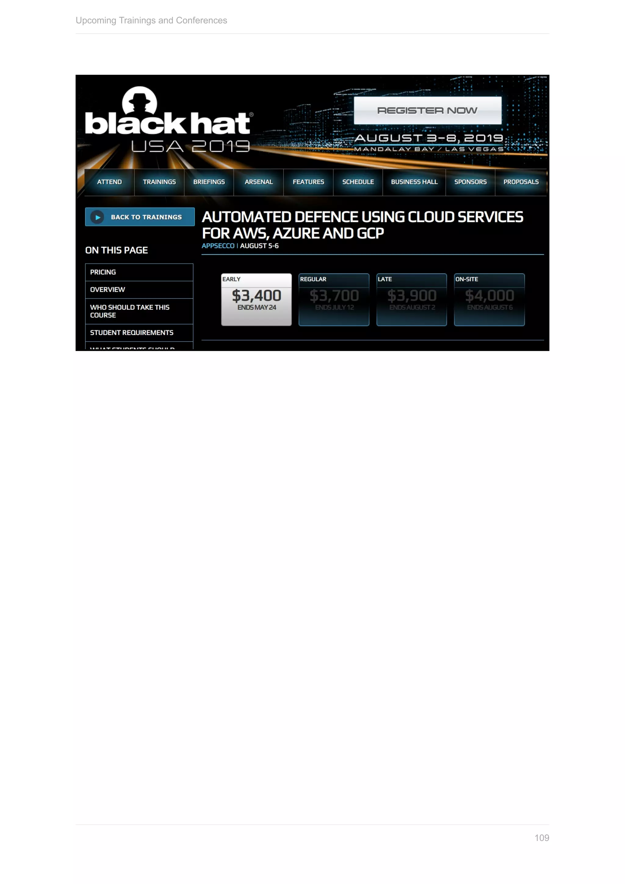 Upcoming	Trainings	and	Conferences
109
 