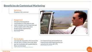 #MadridHug
Beneficios de Contextual Marketing
Self driven
Empower the customer
Da resultados
Las tasas de respuesta y de c...