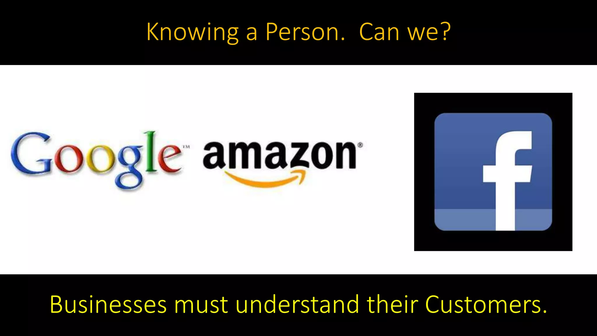 Knowing a Person. Can we?
Businesses must understand their Customers.
 