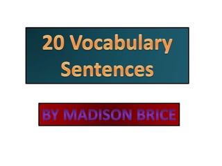 20 Vocabulary SentencesBy Madison Brice