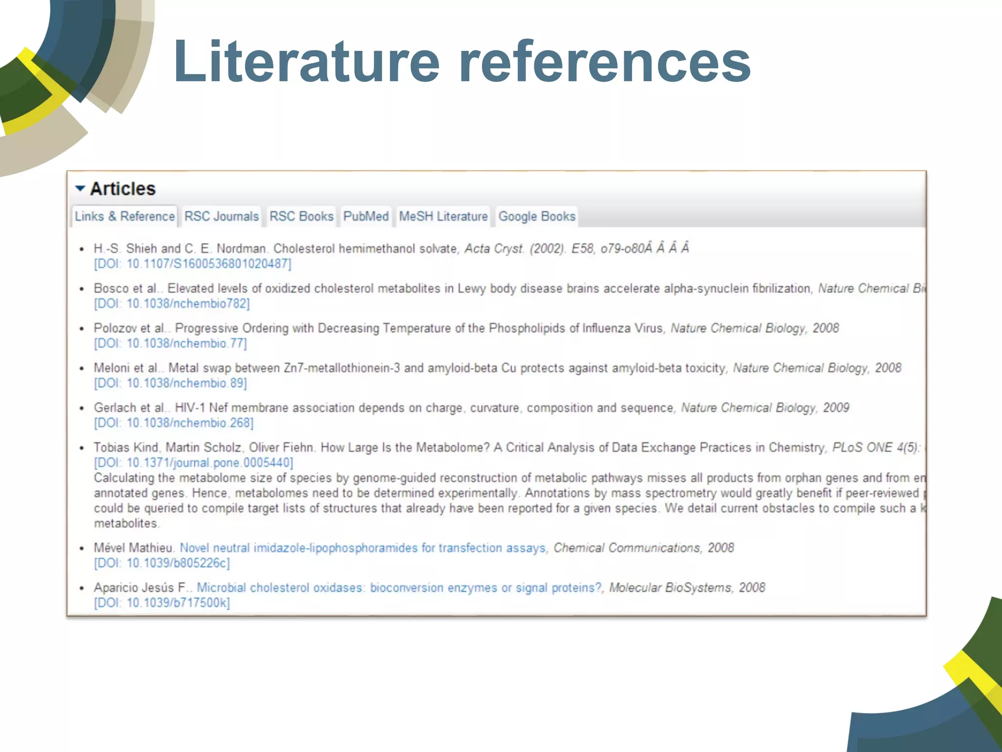 Literature references
 