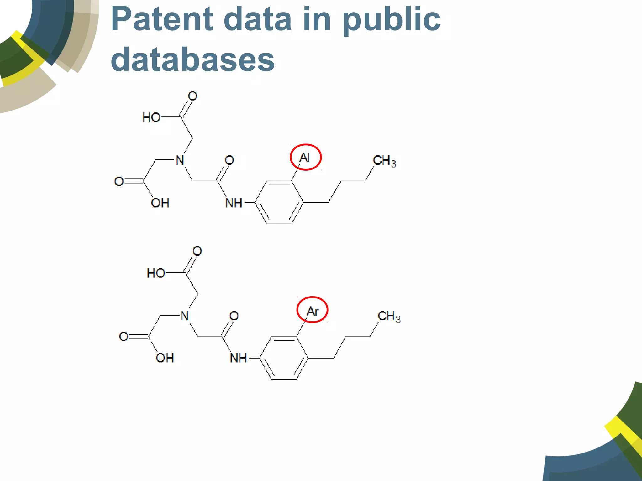 Patent data in public
databases
 