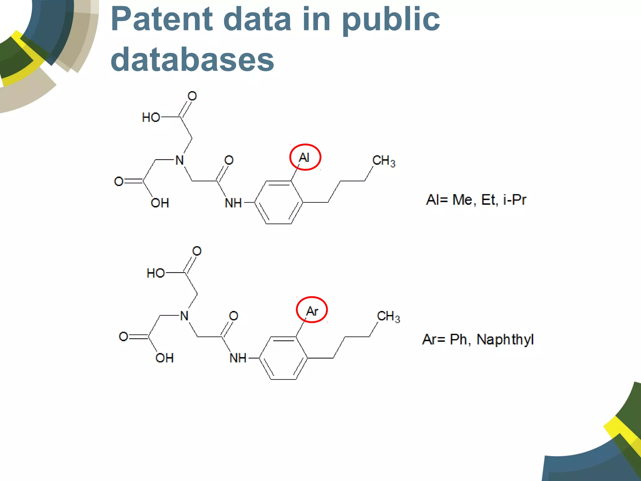 Patent data in public
databases
 