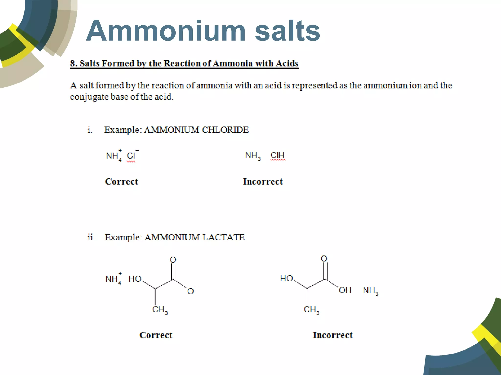 Ammonium salts
 