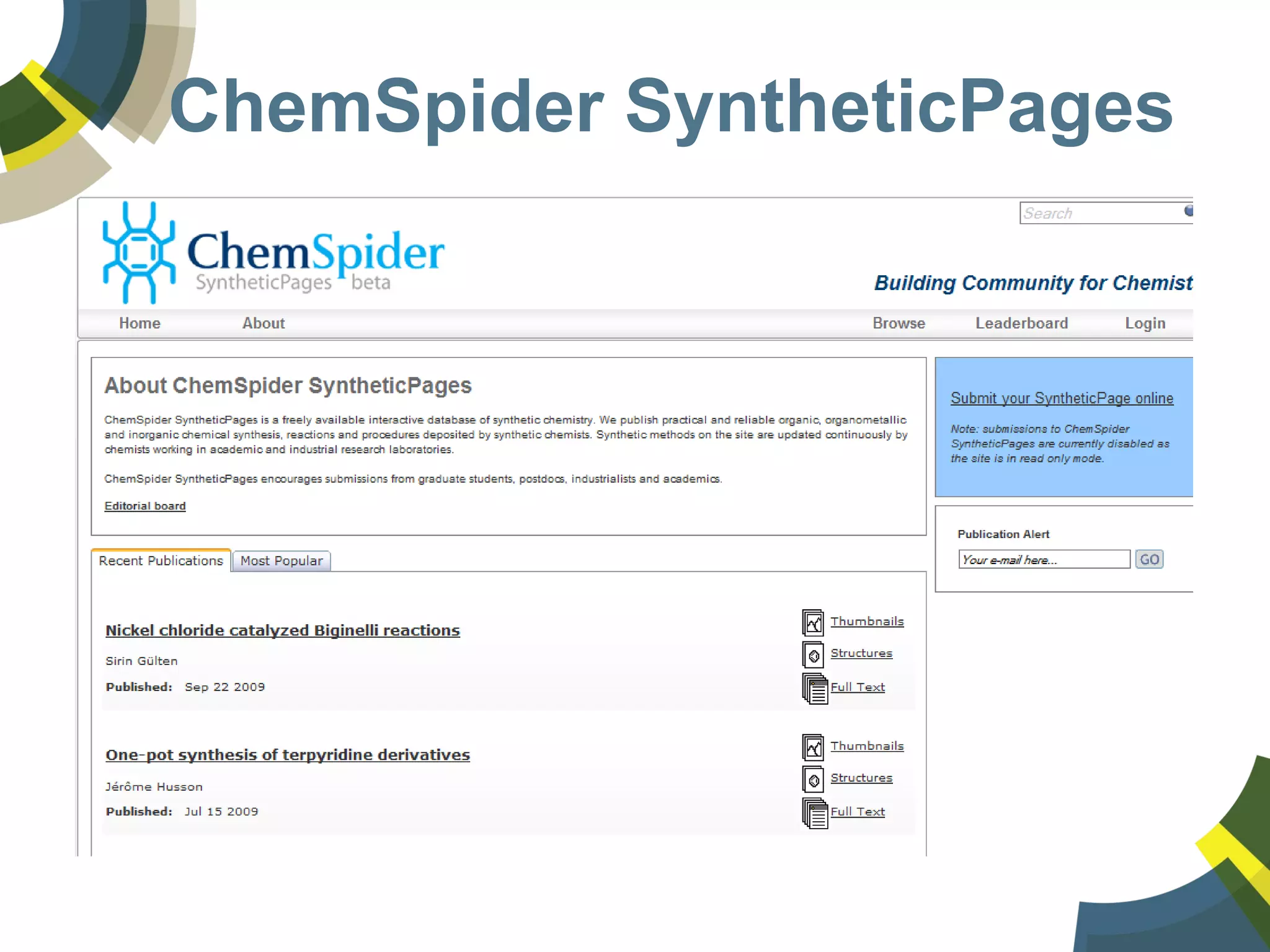 ChemSpider SyntheticPages
 