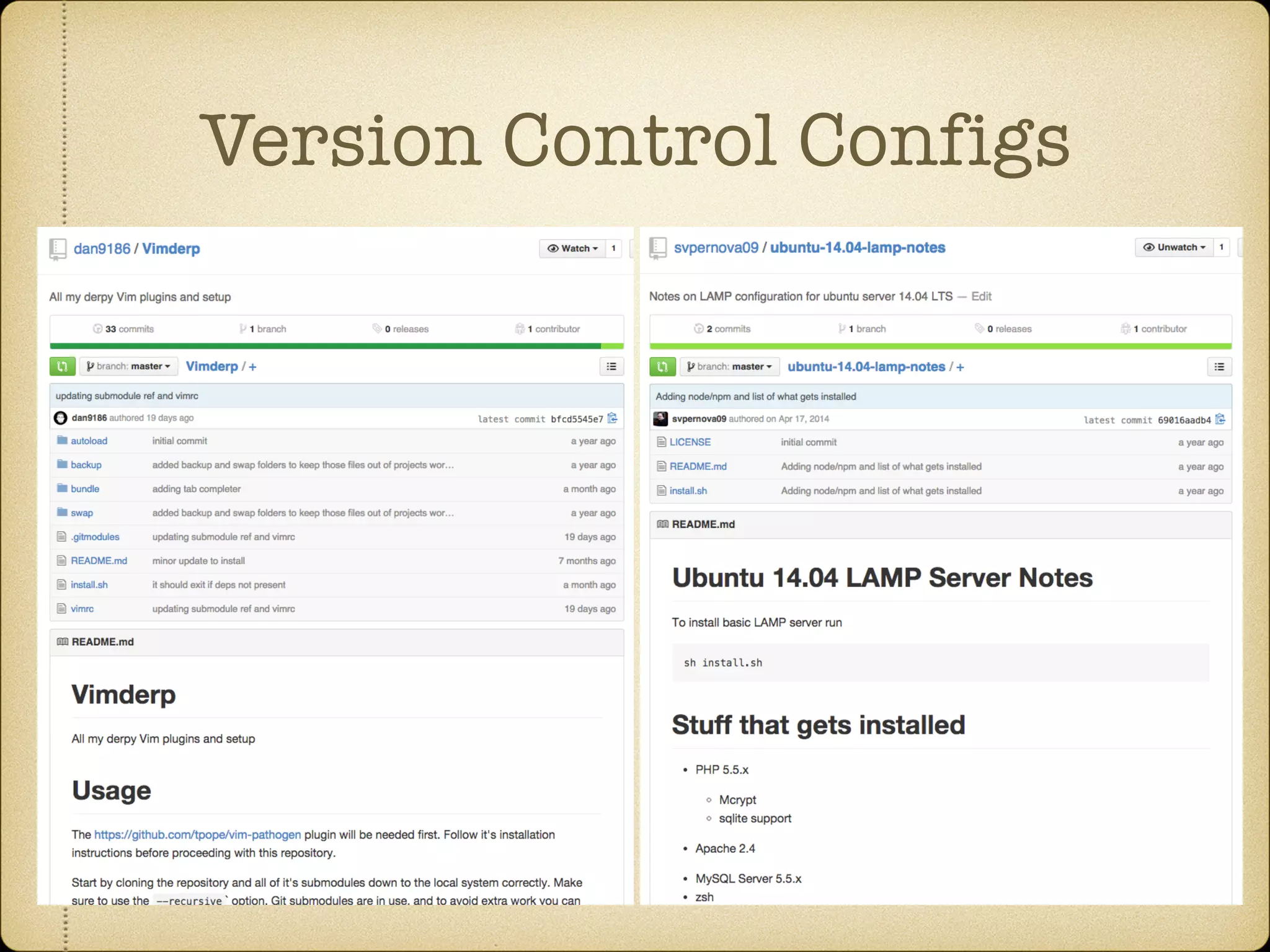Version Control Configs
 