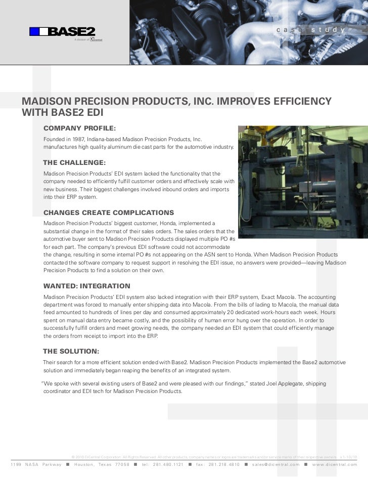 Madison Precision Products, INC. Improves Efficiency with BASE2 EDI