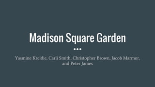 Madison Square Garden
Yasmine Kreidie, Carli Smith, Christopher Brown, Jacob Marmor,
and Peter James
 