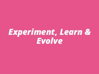 Experiment, Learn &
Evolve
 